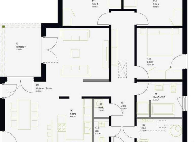 Bungalow zum Kauf - Erstbezug provisionsfrei 343.119 € 4 Zimmer 138 m² 587 m² Grundstück Waldheim 04736