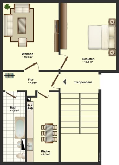 Wohnung zur Miete 253 € 2 Zimmer 46 m² 5. Geschoss Str. d. Einheit 12 Vetschau Vetschau/Spreewald 03226