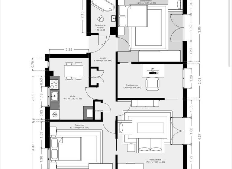 Wohnung zur Miete 1.200 € 4 Zimmer 82 m² 1. Geschoss Stadtgebiet Göppingen 73033