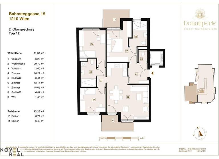 Terrassenwohnung zum Kauf - Erstbezug 679.000 € 4 Zimmer 91,3 m² 2. Geschoss Wien 1210