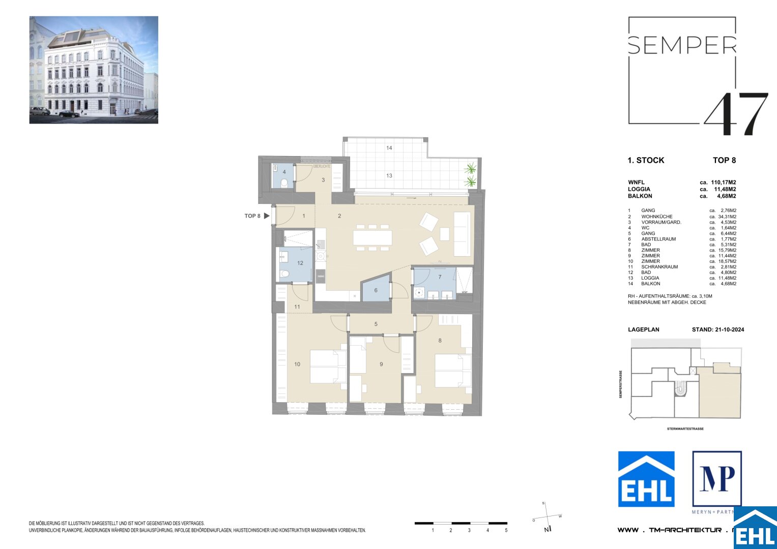 Wohnung zum Kauf 1.045.000 € 4 Zimmer 110,2 m²<br/>Wohnfläche 1.<br/>Geschoss Semperstraße Wien 1180