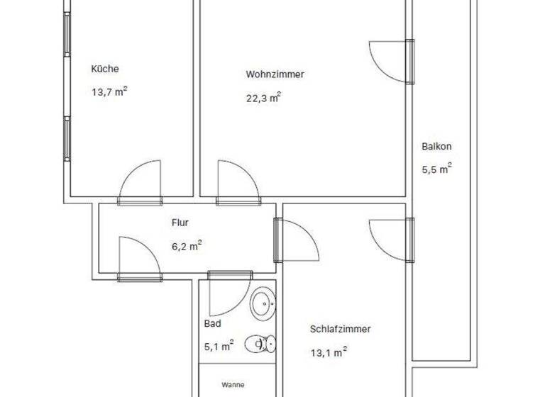 Wohnung zur Miete 465 € 2 Zimmer 62 m² EG Siebenlehn 09603