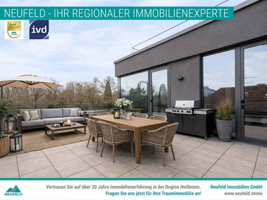 Penthouse zur Miete 2.145 € 3 Zimmer 121,8 m² 4. Geschoss frei ab sofort Wartbergstraße 8 Heilbronn Heilbronn 74072