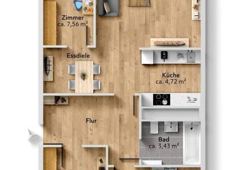 Wohnung zur Miete 399 € 4 Zimmer 70,7 m² 4. Geschoss Paul-Bertz-Straße 191 Helbersdorf Chemnitz 09120