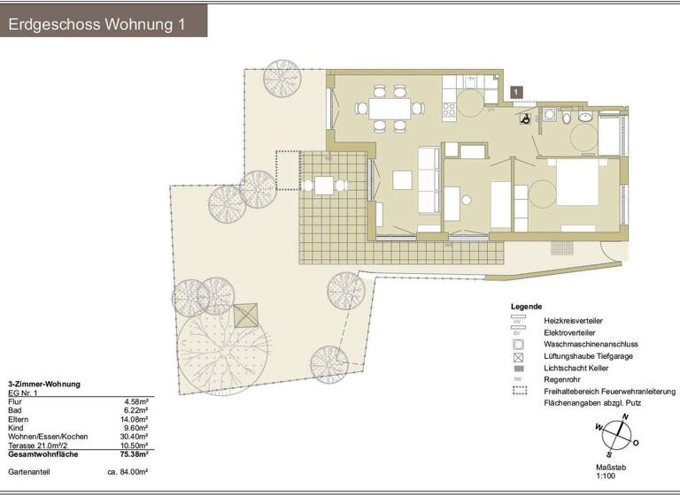 Wohnung zum Kauf - Erstbezug provisionsfrei 423.590 € 3 Zimmer 75,4 m² EG Am Wasserturm 16 Geisenfeld 85290