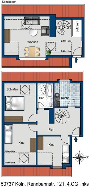 Wohnung zur Miete 848 € 4 Zimmer 72,9 m²<br/>Wohnfläche 4.<br/>Geschoss 10.03.2025<br/>Verfügbarkeit Rennbahnstr. 121 Weidenpesch Köln 50737