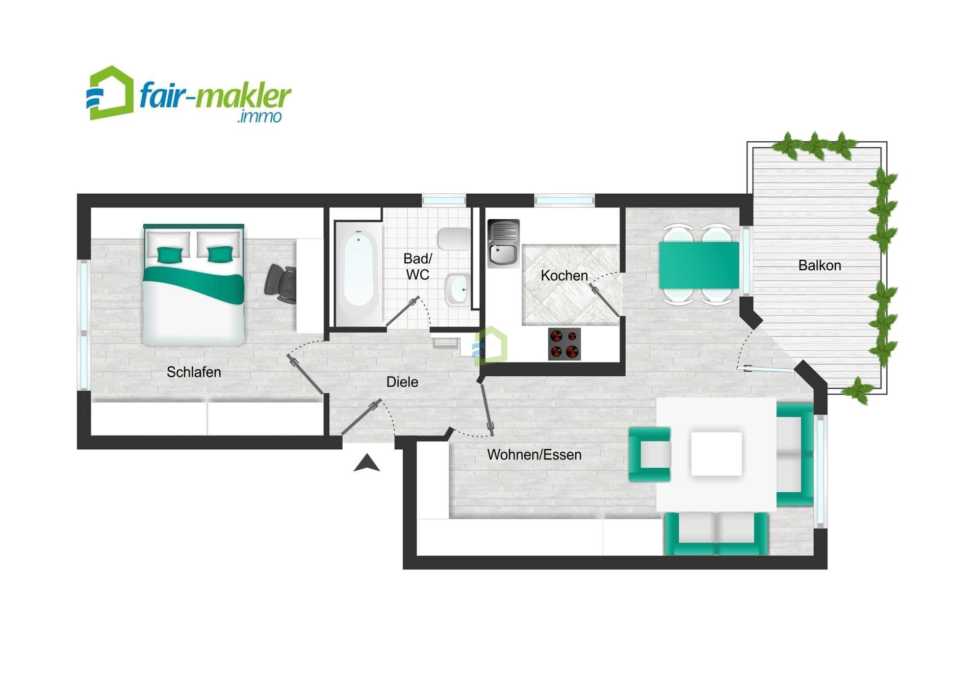 Wohnung zum Kauf 189.000 € 2 Zimmer 52,7 m²<br/>Wohnfläche 1.<br/>Geschoss Großbettlingen 72663