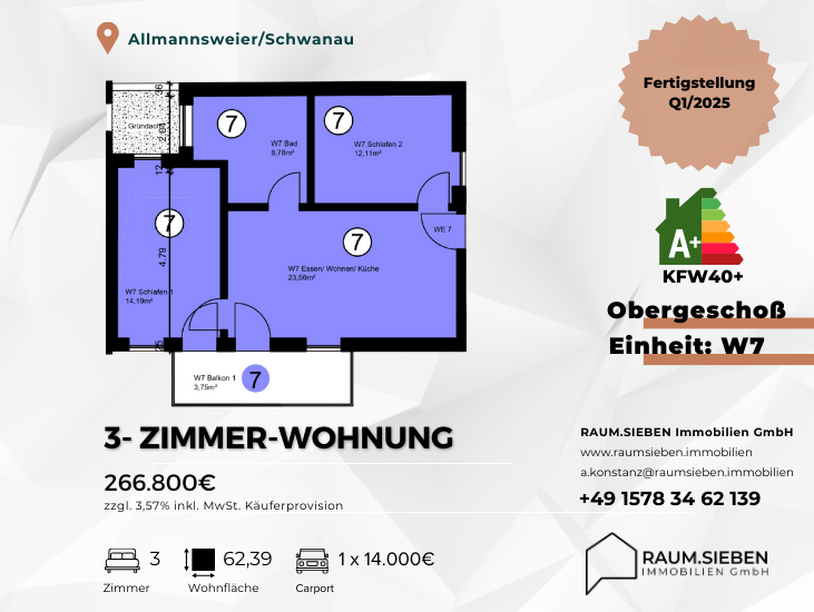 Wohnung zum Kauf 266.800 € 3 Zimmer 62,4 m²<br/>Wohnfläche 1.<br/>Geschoss Allmannsweier Schwanau 77963