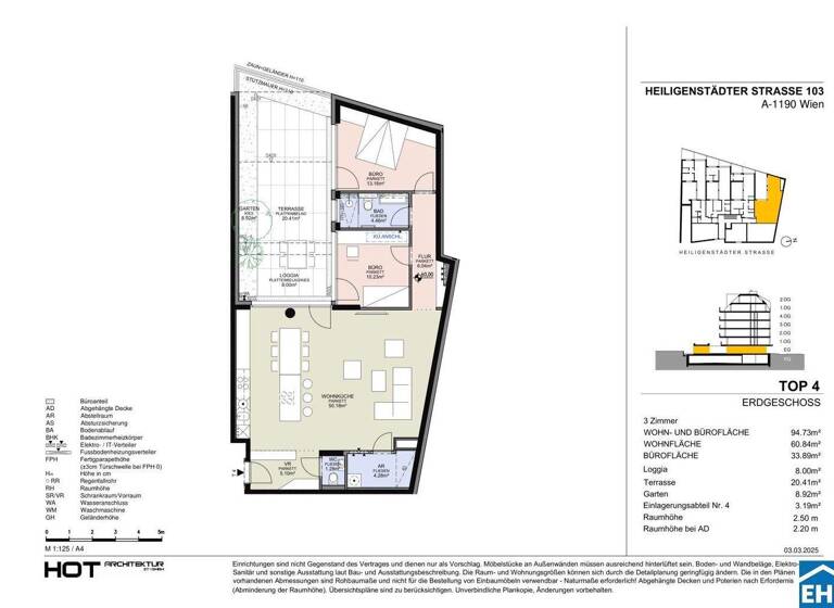 Wohnung zum Kauf - Erstbezug 812.400 € 3 Zimmer 94,7 m² EG Heiligenstädter Straße Wien 1190