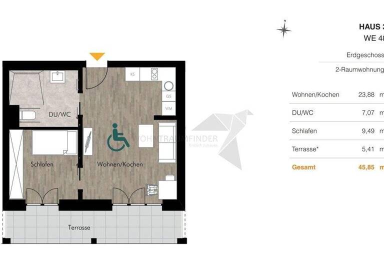 Wohnung zur Miete - Erstbezug 699 € 2 Zimmer 45,9 m² EG Unritzstraße 38 Rabenstein Chemnitz 09117