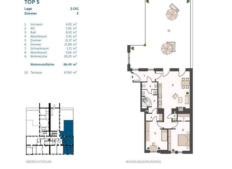 Terrassenwohnung zum Kauf 417.000 € 3 Zimmer 66,5 m² 1. Geschoss Wien 1120