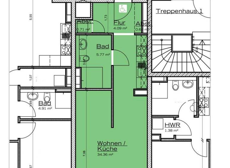 Studio zur Miete 1.075 € 1 Zimmer 46 m² 4. Geschoss frei ab sofort Sülldorfer Landstraße 3 Iserbrook Hamburg 22589