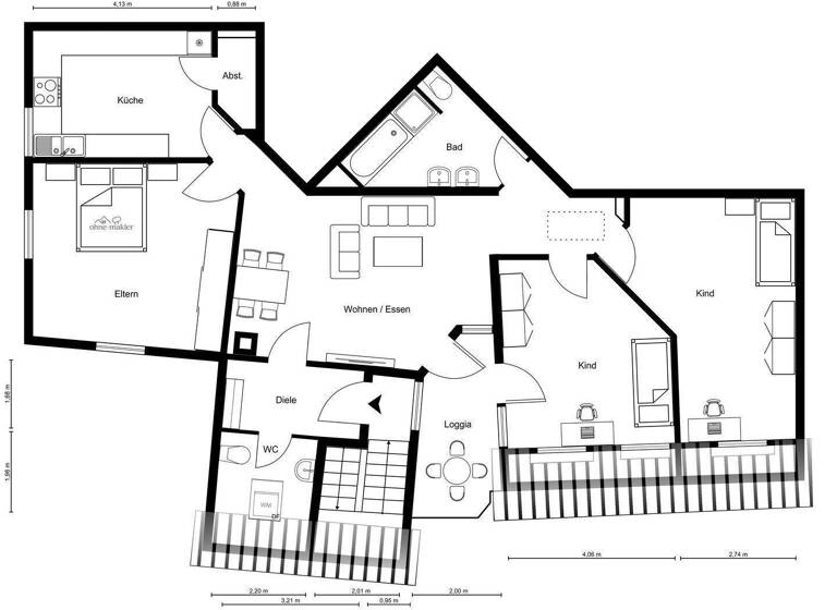 Wohnung zum Kauf provisionsfrei 416.000 € 4 Zimmer 119,1 m² 2. Geschoss Emmendingen 79312