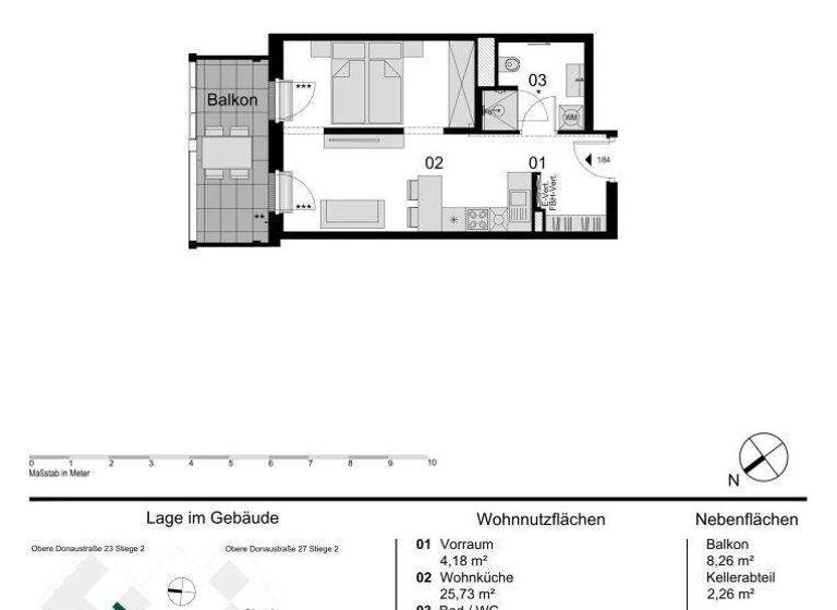 Wohnung zum Kauf - Erstbezug 391.000 € 1,5 Zimmer 35 m² 6. Geschoss Obere Donaustraße 23 Wien 1020