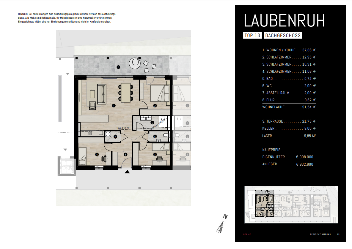 Wohnung zum Kauf provisionsfrei 998.000 € 4 Zimmer 91,5 m²<br/>Wohnfläche 2.<br/>Geschoss Amras Innsbruck 6020