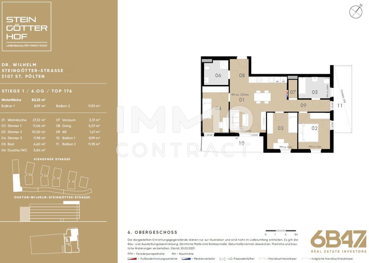 Wohnung zum Kauf provisionsfrei 387.000 € 4 Zimmer 83,3 m²<br/>Wohnfläche 6.<br/>Geschoss St. Pölten St.Pölten 3100