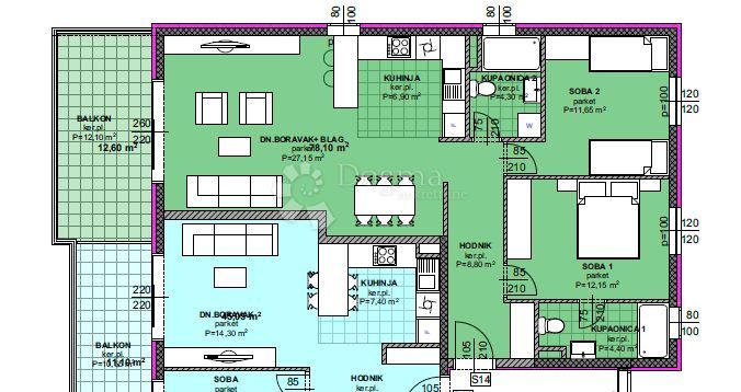 Wohnung zum Kauf 268.620 € 3 Zimmer 81 m²<br/>Wohnfläche 3.<br/>Geschoss Makarska center 21300