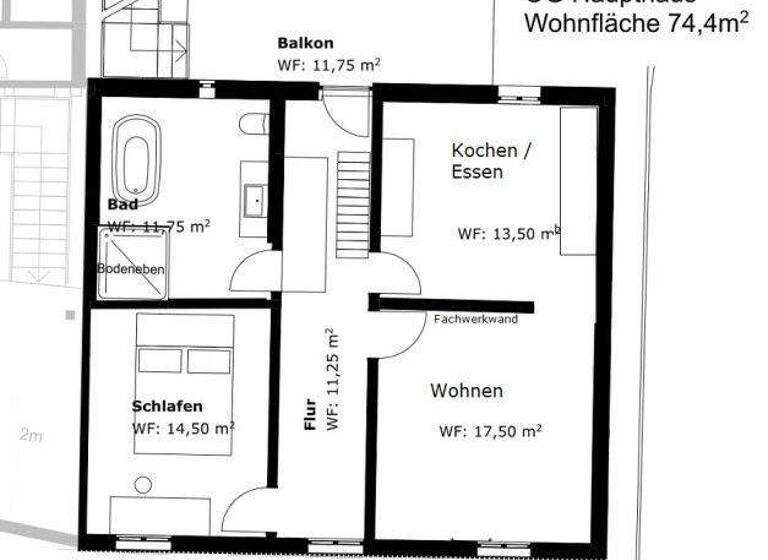 Wohnung zur Miete 990 € 2,5 Zimmer 74,9 m² 2. Geschoss frei ab sofort Öhningen 78337