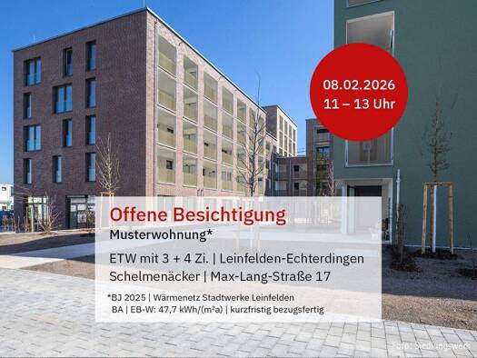Wohnung zum Kauf - Erstbezug provisionsfrei 537.000 € 3 Zimmer 86,7 m² 4. Geschoss Schelmenäcker 0 Leinfelden Leinfelden-Echterdingen 70771