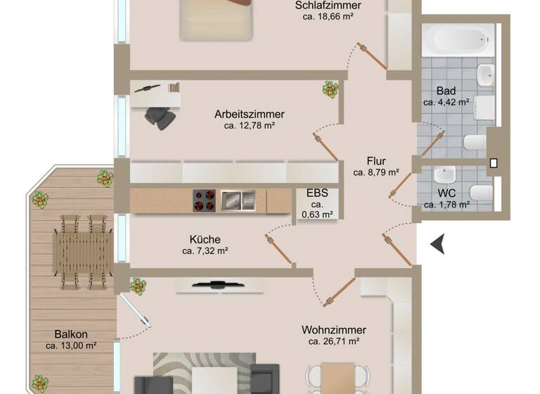 Wohnung zum Kauf 399.000 € 3 Zimmer 87 m²<br/>Wohnfläche 3.<br/>Geschoss 01.08.2025<br/>Verfügbarkeit Niendorf Hamburg 22455