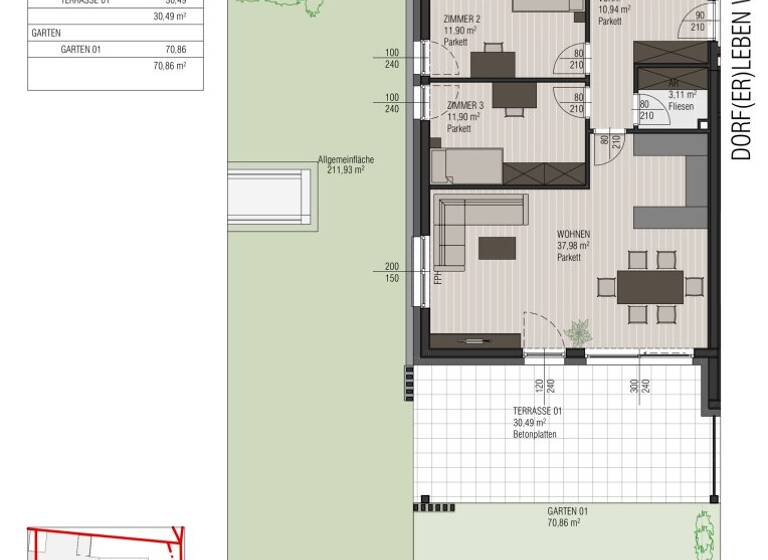 Wohnung zum Kauf - Erstbezug 450.000 € 4 Zimmer 97,9 m² EG frei ab 01.12.2026 Lendorf 9811