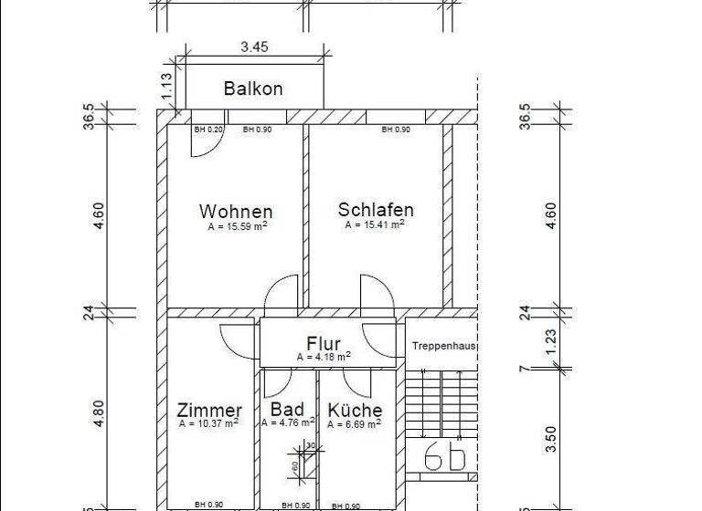 Wohnung zur Miete 350 € 3 Zimmer 58,8 m² 2. Geschoss Tuchener Weg Heckelberg Heckelberg-Brunow 16259