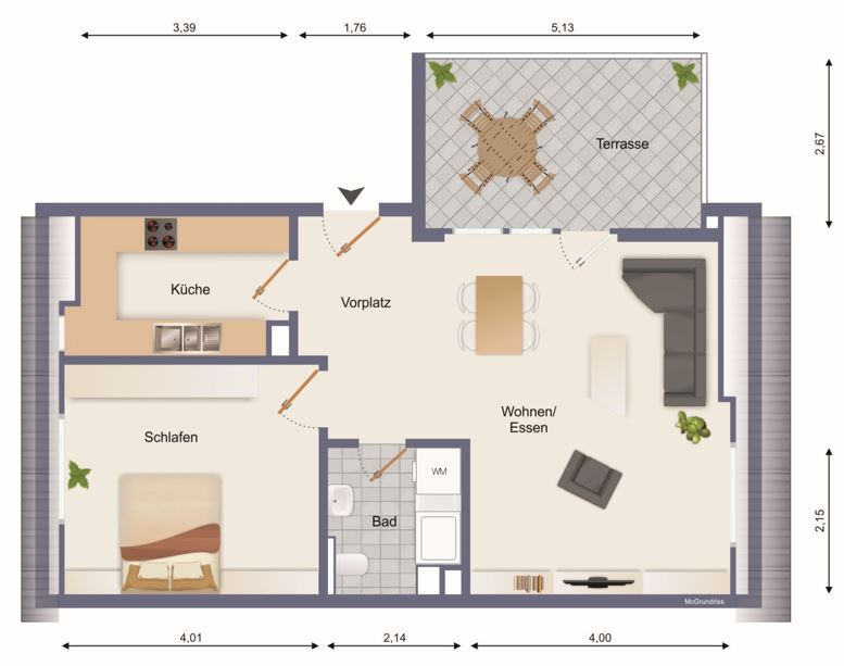 Wohnung zum Kauf 249.000 € 2 Zimmer 58 m²<br/>Wohnfläche Beutelsbach Weinstadt 71384