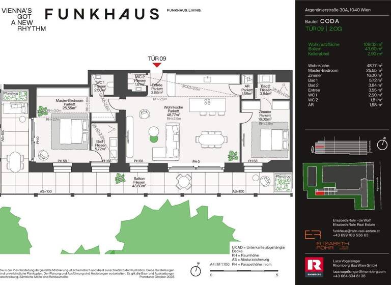 Wohnung zum Kauf - Erstbezug 1.550.000 € 3 Zimmer 109,3 m² Argentinierstraße 30 Wien 1040