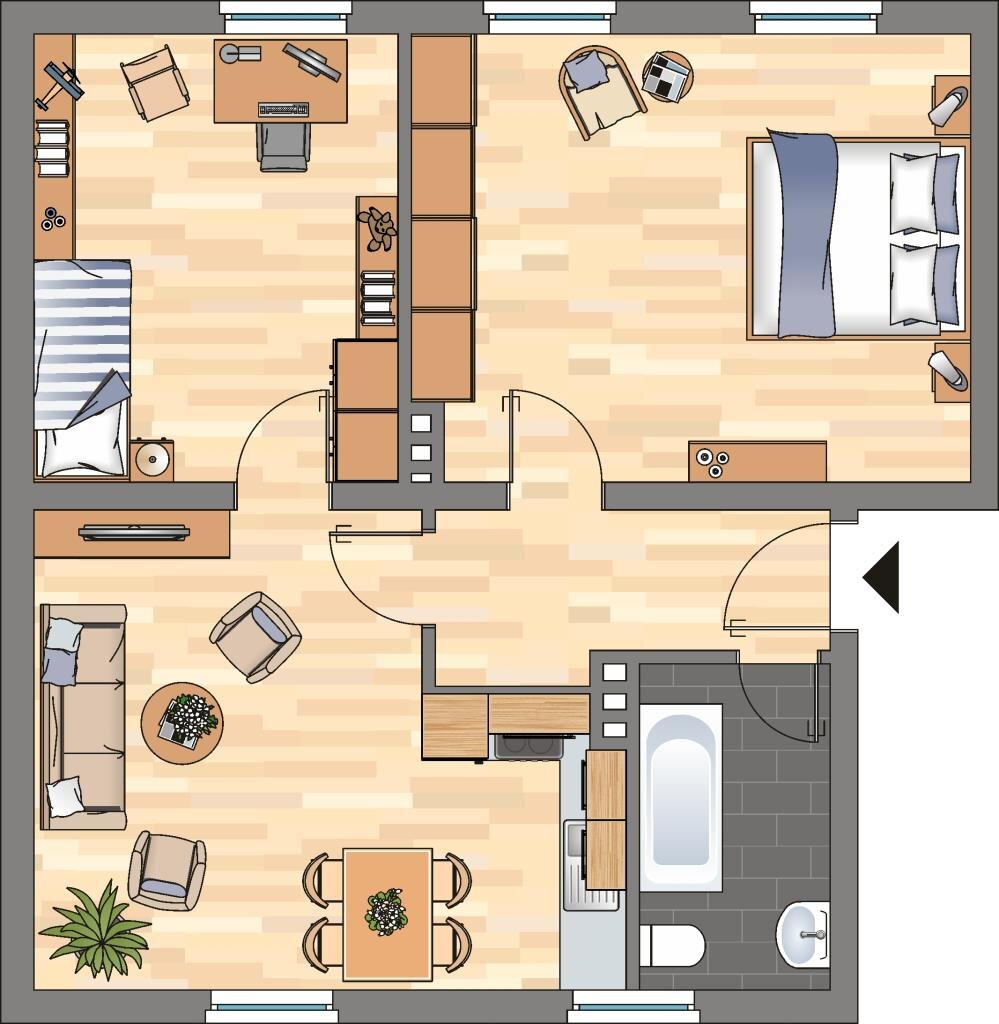 Wohnung zur Miete 429 € 2 Zimmer 65 m²<br/>Wohnfläche 1.<br/>Geschoss Preußenstraße 29 Fedderwardergroden Wilhelmshaven 26388