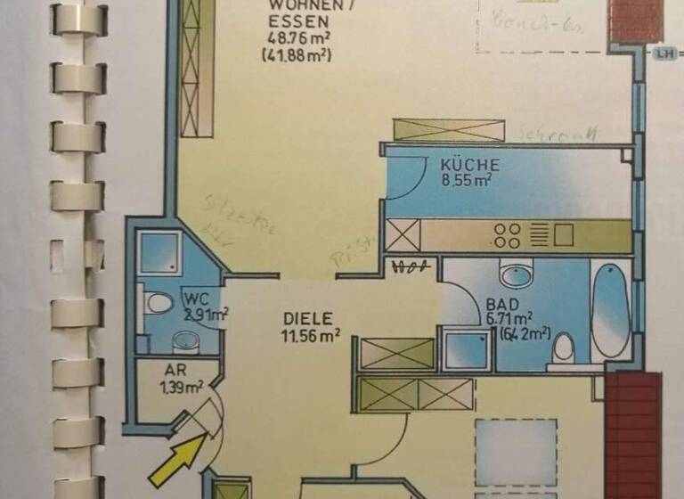 Wohnung zur Miete 1.325 € 3 Zimmer 106 m² 3. Geschoss frei ab sofort Rumpenheim Offenbach 63075