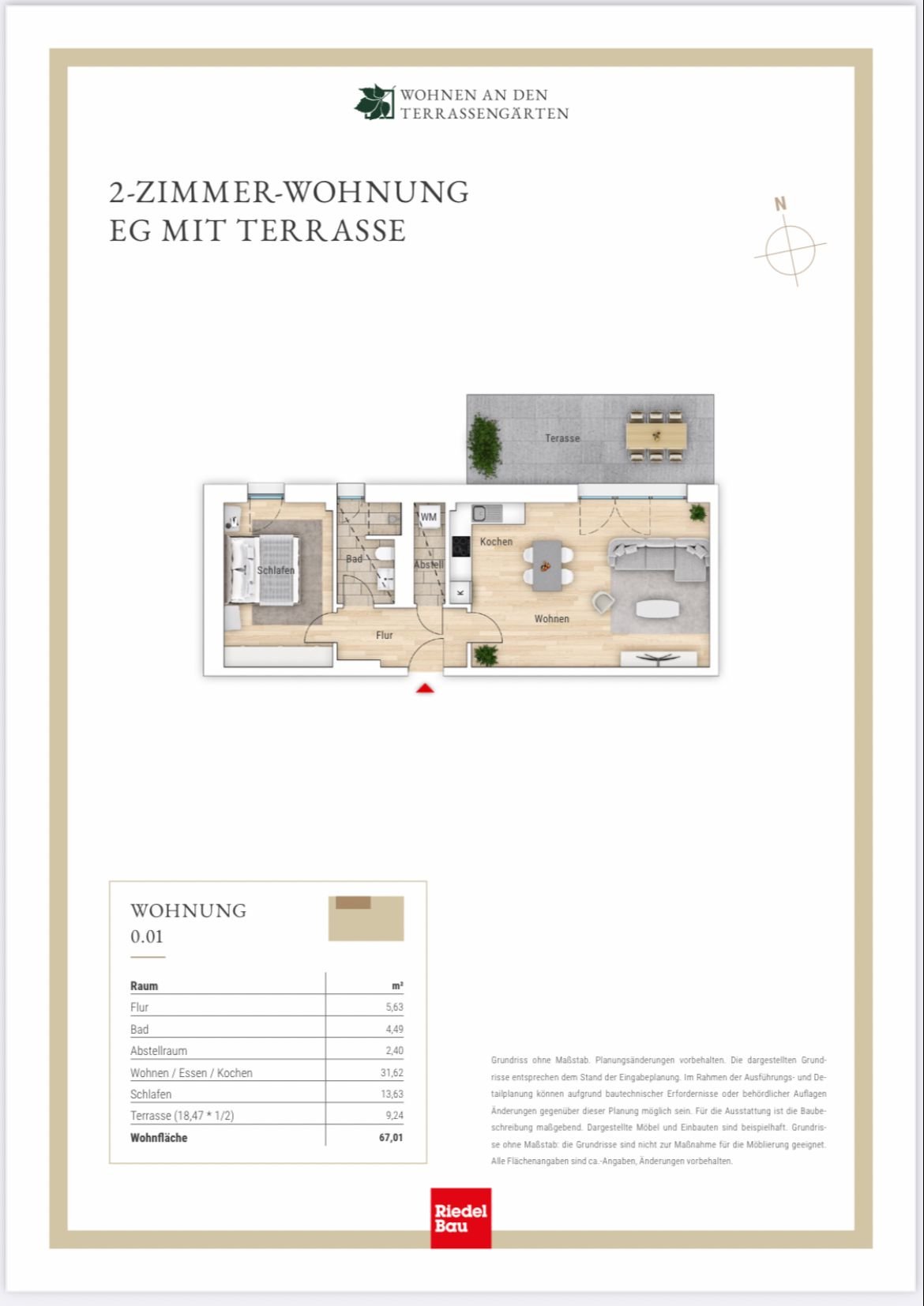 Terrassenwohnung zur Miete 1.030 € 2 Zimmer 67 m²<br/>Wohnfläche EG<br/>Geschoss Am Terrassenpark 8 Frauenland Würzburg 97074