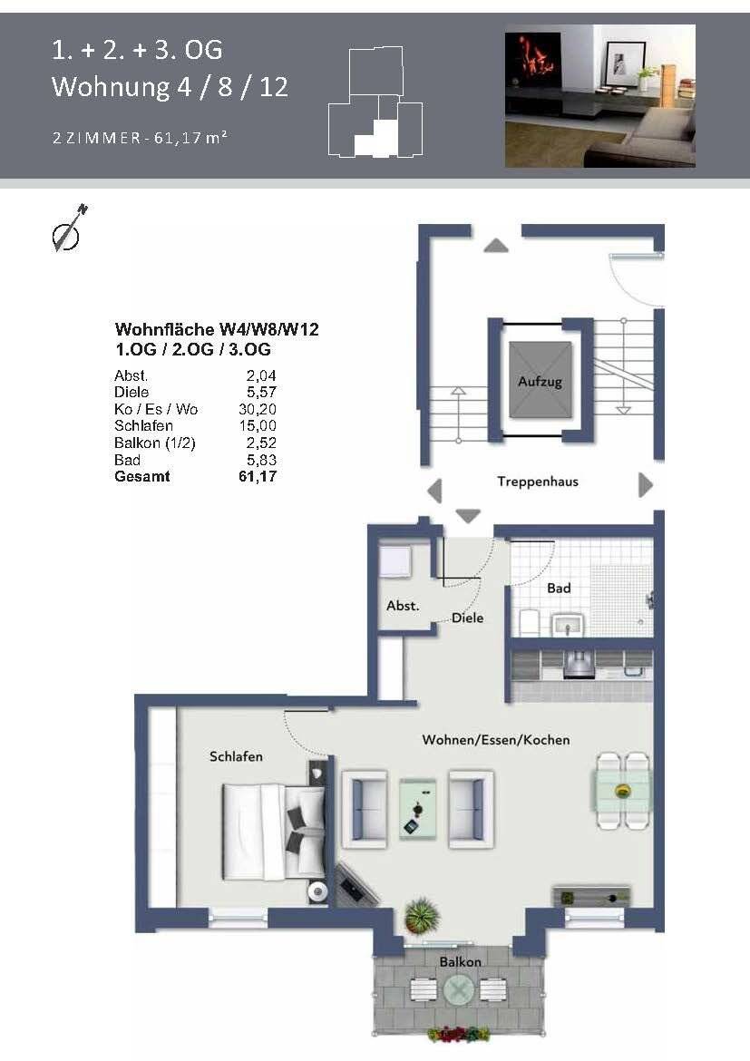 Wohnung zum Kauf 403.000 € 2 Zimmer 61,2 m²<br/>Wohnfläche St Jobst Nürnberg 90491
