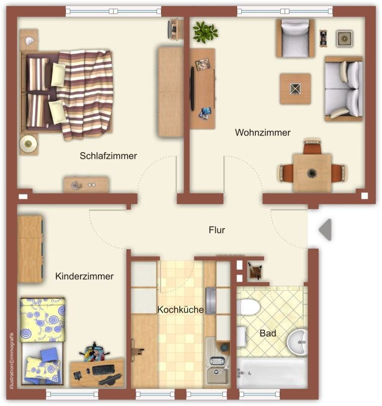 Wohnung zur Miete 539 € 3 Zimmer 52,3 m²<br/>Wohnfläche 1.<br/>Geschoss Am Brandhügel 32 Hardt - Mitte Mönchengladbach 41169