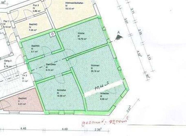 Wohnung zur Miete 540 € 2 Zimmer 79,1 m² 1. Geschoss Nordhausen 99734