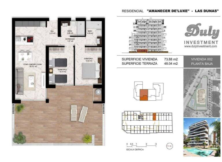 Terrassenwohnung zum Kauf provisionsfrei 299.000 € 3 Zimmer 73 m² Avenida del puerto 45 Guardamar del Segura 03140