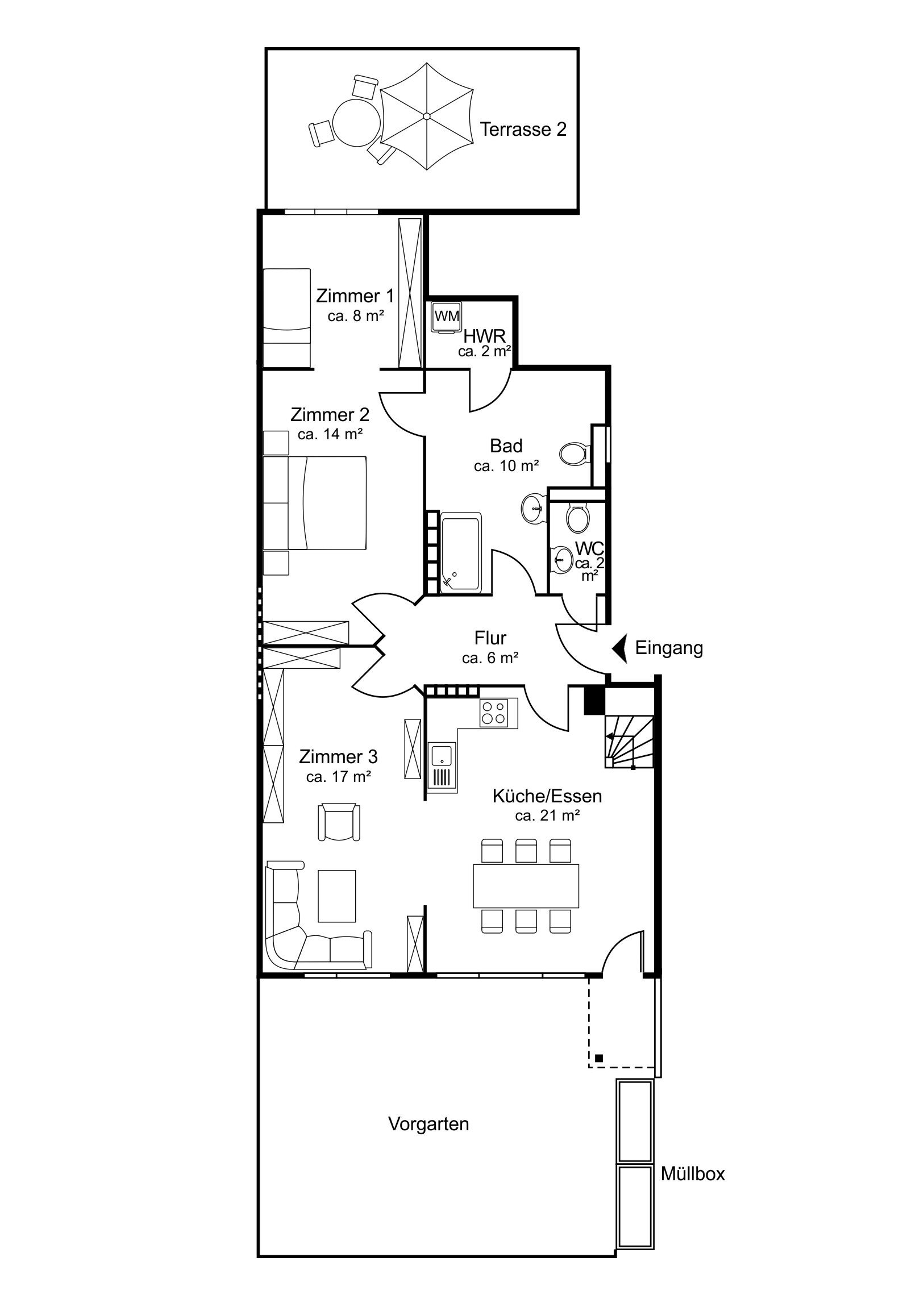 Wohnung zur Miete 1.950 € 2 Zimmer 86 m²<br/>Wohnfläche Barmbek - Süd Hamburg 22083