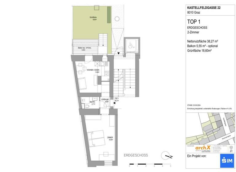 Wohnung zum Kauf provisionsfrei 206.305 € 2 Zimmer EG<br/>Geschoss Sankt Leonhard Graz 8010