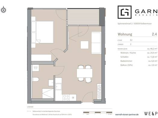Wohnung zur Miete - Erstbezug 900 € 2 Zimmer 46 m² 2. Geschoss frei ab 01.11.2026 Kolbermoor 83059