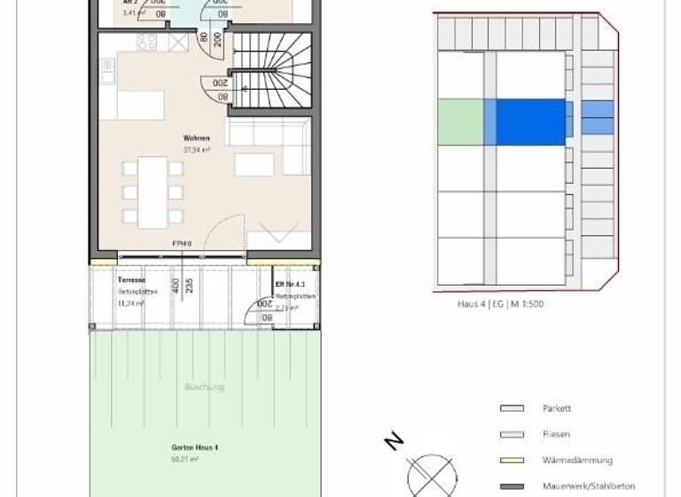 Reihenmittelhaus zur Miete 4 Zimmer 110,4 m² 120 m² Grundstück frei ab sofort Markersdorf an der Pielach 3385