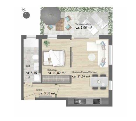 Wohnung zum Kauf 259.900 € 2 Zimmer 48,8 m²<br/>Wohnfläche Innerer Osten Regensburg 93055