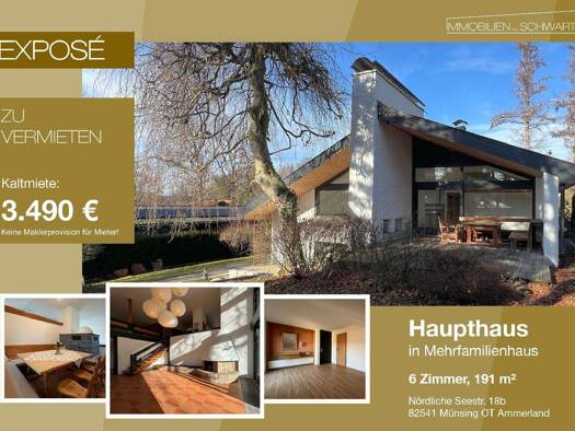 Haus zur Miete 3.490 € 6 Zimmer 191 m² 241 m² Grundstück frei ab sofort Nördliche Seestraße 18b Ammerland Münsing 82541