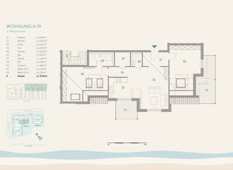 Wohnung zum Kauf provisionsfrei 735.000 € 3 Zimmer 97,5 m²<br/>Wohnfläche Dachgeschoss<br/>Geschoss Pelzerhaken Neustadt in Holstein 23730