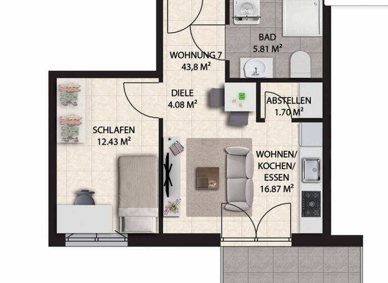 Wohnung zur Miete 570 € 2 Zimmer 43,8 m² Kaiserstraße 41c Waldbröl 51545