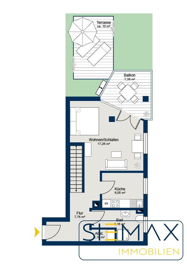 Wohnung zum Kauf 423.000 € 2 Zimmer 55 m²<br/>Wohnfläche 1.<br/>Geschoss Gartenstadt Trudering München / Trudering 81825