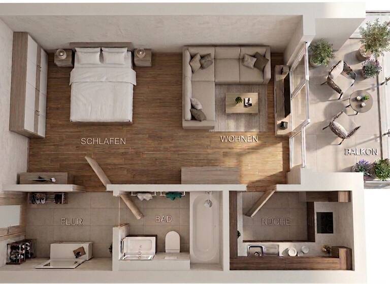 Studio zur Miete 550 € 1 Zimmer 40 m² 2. Geschoss frei ab sofort Dahlmannstraße 25 Haunwöhr Ingolstadt 85051