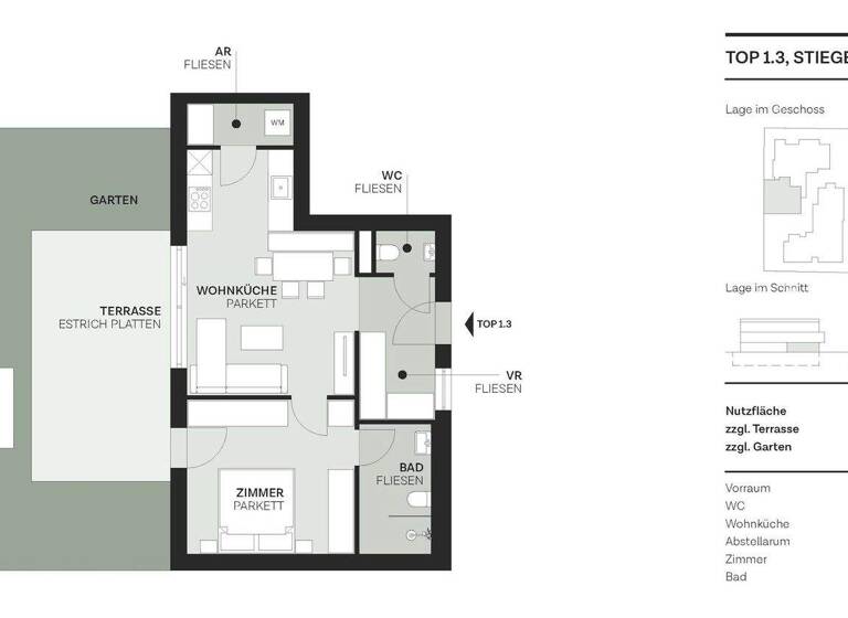 Wohnung zum Kauf - Erstbezug 448.000 € 2 Zimmer 50,4 m² Wien, Donaustadt 1220