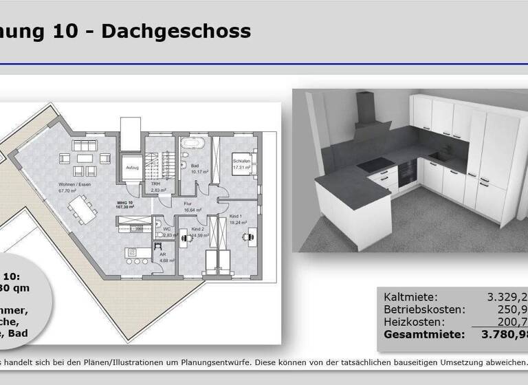 Penthouse zur Miete 3.329 € 5 Zimmer 167,3 m² 3. Geschoss frei ab sofort Kampgasse 16 Vingst Köln 51107
