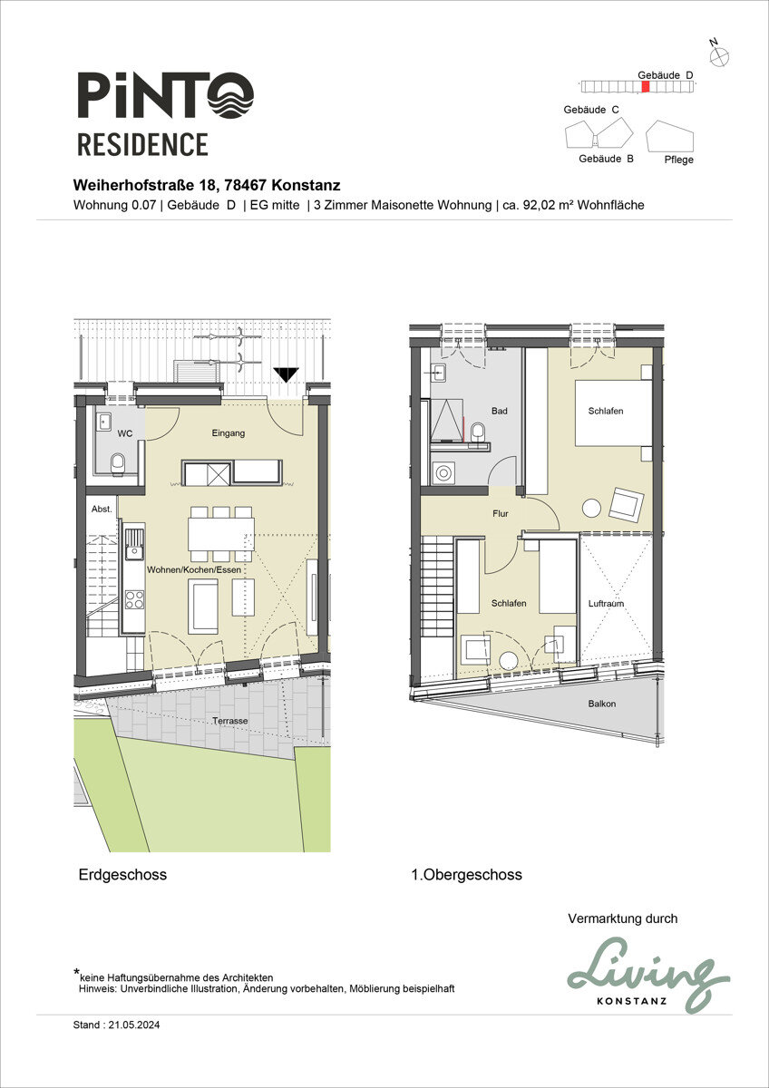 Maisonette zur Miete 1.995 € 3 Zimmer 92 m²<br/>Wohnfläche EG<br/>Geschoss 01.03.2025<br/>Verfügbarkeit Petershausen-West Konstanz 78467