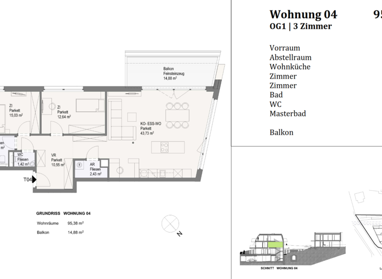 Wohnung zum Kauf 648.900 € 3 Zimmer 95,4 m² Brunn am Gebirge 2345