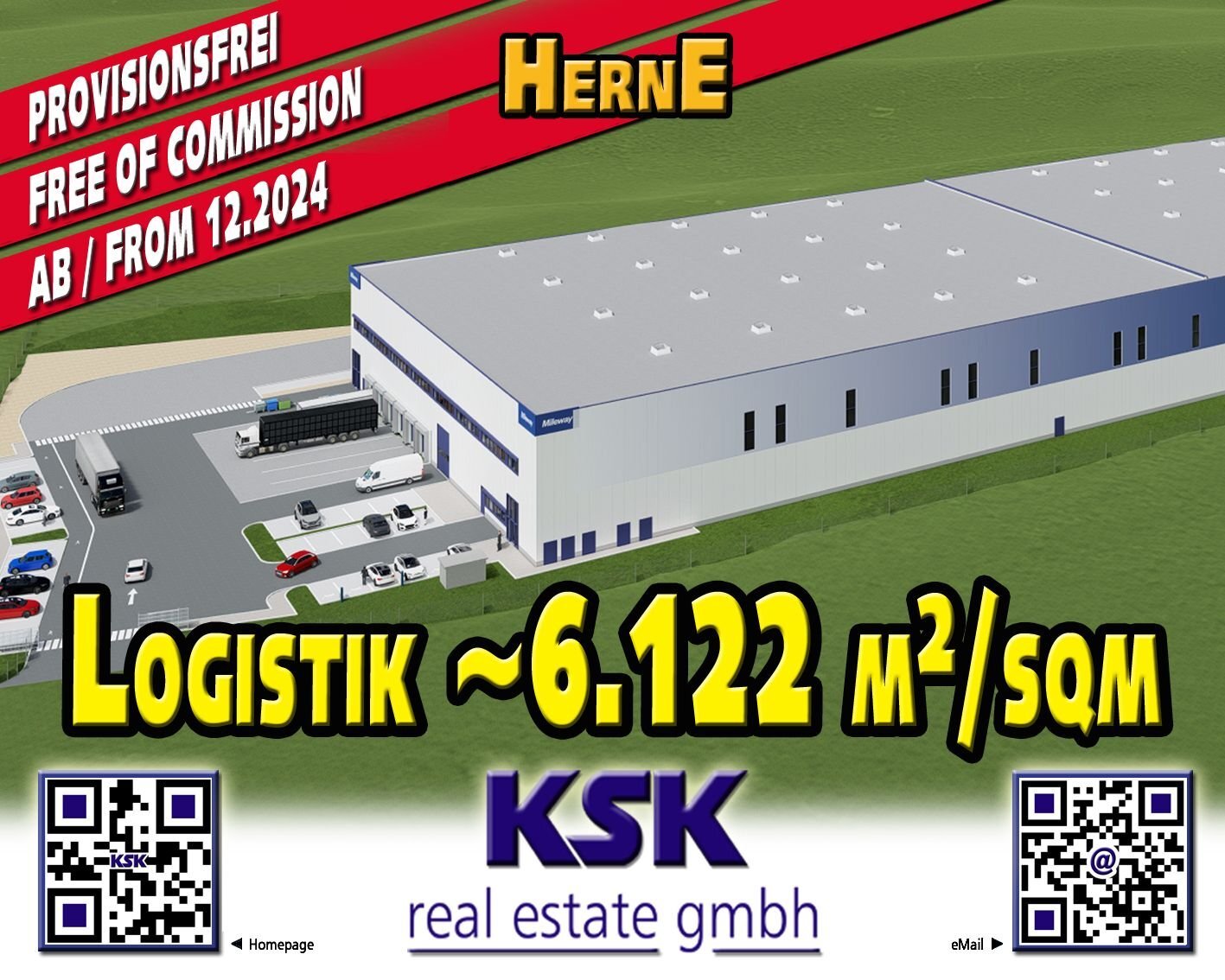 Lagerhalle zur Miete provisionsfrei 6.122 m²<br/>Lagerfläche von 6.122 m² bis 12.244 m²<br/>Teilbarkeit Sodingen - Süd Herne 44628